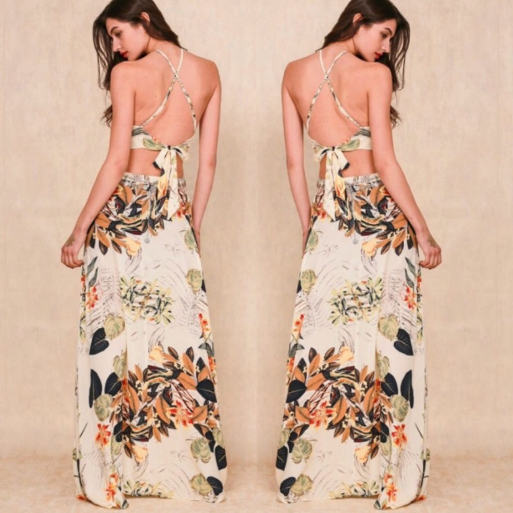 🎉2X HOST PIC🎉FLORAL CROP TOP MAXI SKIRT BOHO SET - Picture 2 of 16